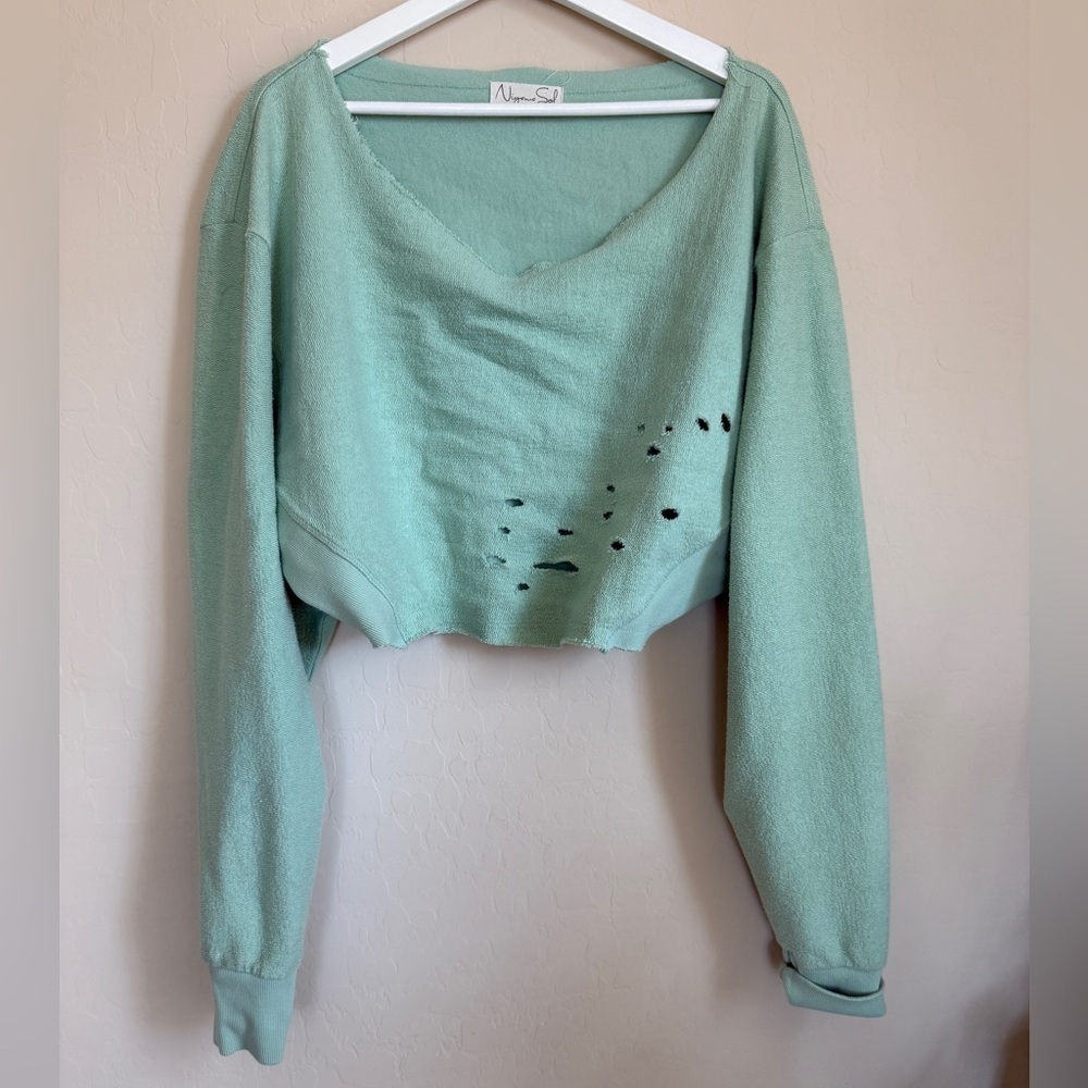 Niyama Sol Yoga Cropped Pullover Crop Long Sleeve Terry Green Women’s XL